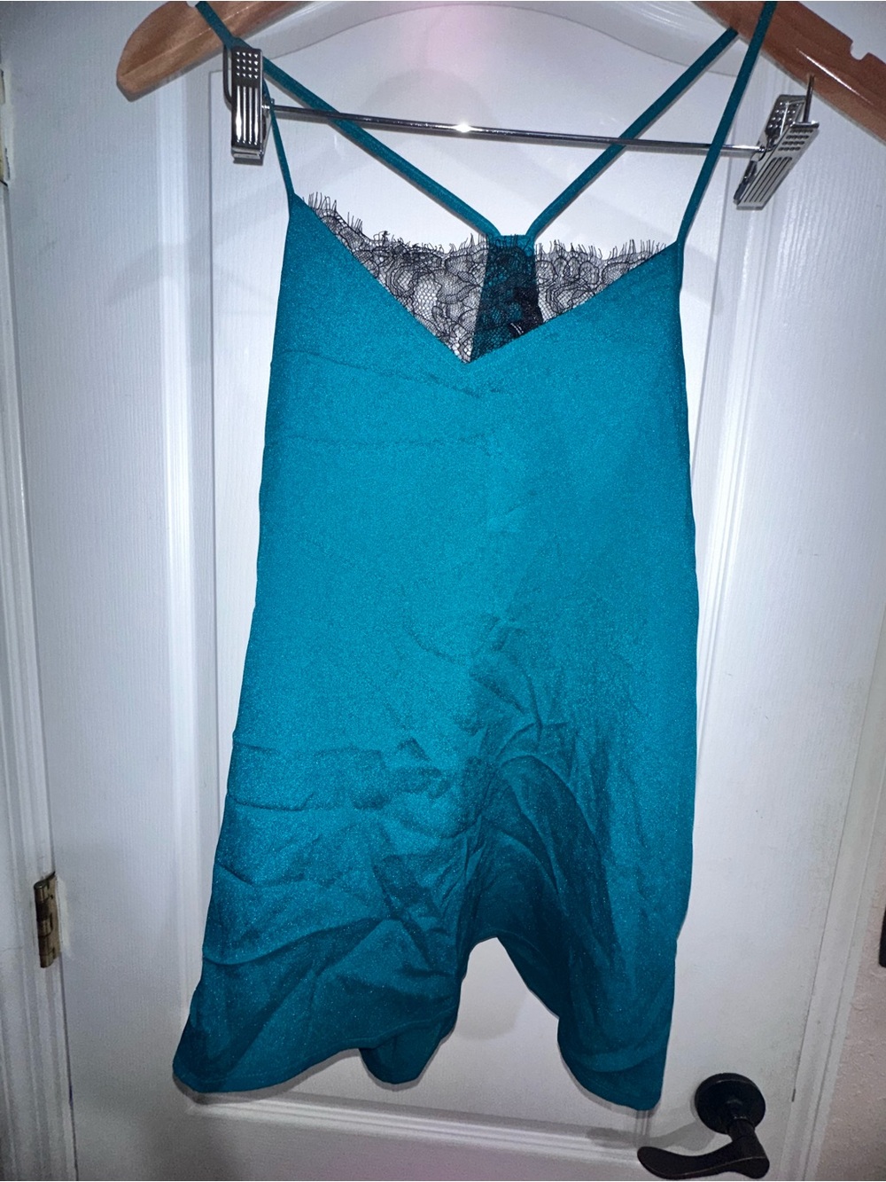 NEW WT The Limited Women’s Large Green Teal Camisole Tank Top Black Lace